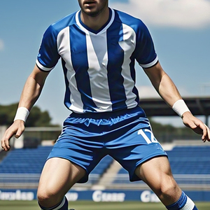 Ensemble short et maillot de football col en V sublimation polyester OEM 100%, ensemble maillots de football imprimés pour hommes, ensembles d'uniformes - Product Image 1