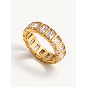 Anillo de Eternidad con Circonita, Chapado en Oro, Ajustable, Estilo Religioso Moderno - Product Image 1