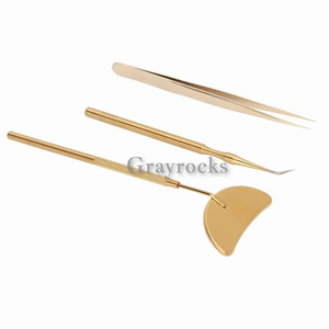 Ensemble de pinces à cils miroir en acier inoxydable 3 pièces avec pince à épiler personnalisée à pointe pointue - Product Image 5