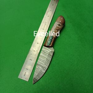 Couteau de chasse en acier damas personnalisé fait à la main, couteau de survie EDC, manche en bois et résine Pakka, couteaux japonais - Product Image 6