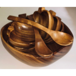 Ensemble de dîner en bois classique bol de service avec assiette en bois manche de fourchette vente en gros ensemble en bois maison hôtel et restaurant à vendre - Product Image 6