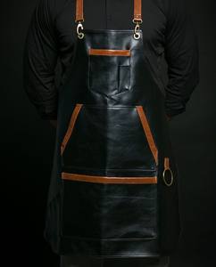 <b>Black</b> Leather Work Apron Cross-Back <b>Harness</b> Multi-Pocket Utility Design for Chef Barista Craftsmen Modern 2026 Leather Apron - Product Image 5