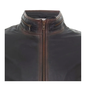 Veste de moto d'hiver en cuir de vache pour hommes de qualité supérieure personnalisée Col rond Techniques brodées Finition de qualité supérieure - Product Image 4