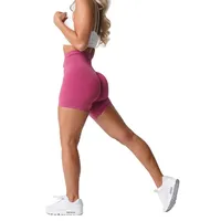 Shorts de sport pour femme, unis, taille mi-haute, effet push-up fessier, avec cordon de serrage, coupe ajustée, extensibles dans quatre directions, respirants, pour la course, le yoga et le cyclisme