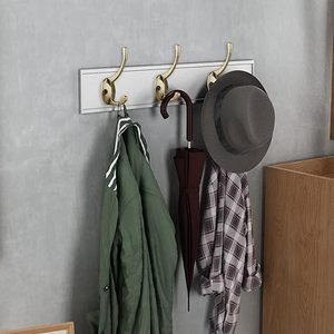 Ganchos de latón antiguo Rieles Tornillos montados en la pared Estilo retro Ganchos dobles Utilidad Ganchos negros Abrigo Bufanda Bolsa Toalla Llavero Sombrero - Product Image 3