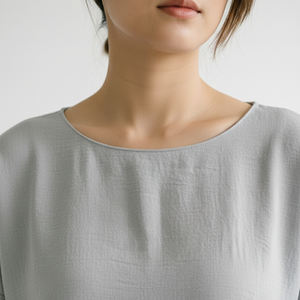 Casual <b>Loose</b> Fit Cropped Long Sleeve <b>T</b>-<b>Shirt</b> with Solid Polyester and Drop Back Neckline - Product Image 3