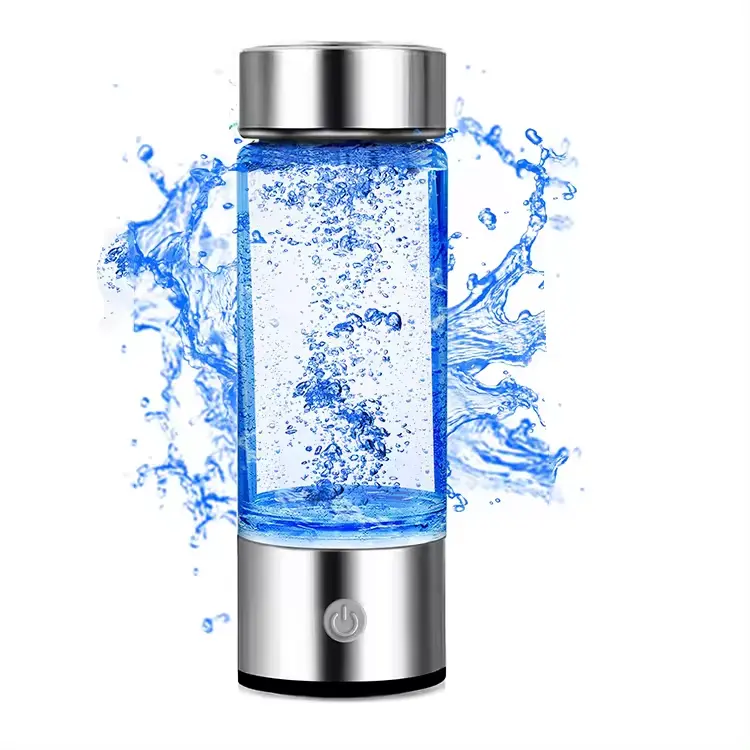 2024 Neue Technologie SPE PEM wasserstoffreiche Wasserflasche Sport individuelles Logo Glas-Wasserflasche Wasserstoff-Wassergenerator