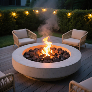Cheminée ronde de table en <span class=keywords><strong>pierre</strong></span> moderne de haute qualité GRC/GFRC avec pot de bol en béton sans fumée pour villas - Product Image 4