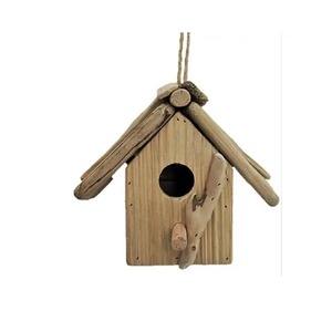 Casa de pájaros de madera con forma de cilindro con diseño de cabaña de techo de Metal aspecto moderno para jardín exterior balcón Casa de pájaros de madera decorativa - Product Image 6