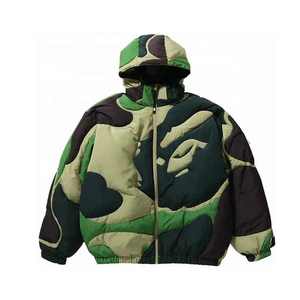 Chaqueta Acolchada con Estampado 3D para Hombre, Invierno 2025, Diseño Impermeable de Mezcla de Poliéster/Algodón, Resistente al Viento, Logotipo Metálico Negro - Product Image 1