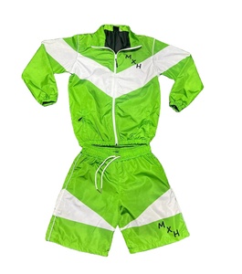 Ensemble coupe-vent et short réfléchissant personnalisé pour homme, 100 % nylon, col montant, style streetwear, collection automne - Product Image 1