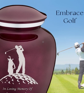 Urnes de crémation de golf personnalisées pour adultes Cherry Purple Embrace pour cendres humaines Grande urne funéraire pour hommes et femmes Urne de taille personnalisée - Product Image 2