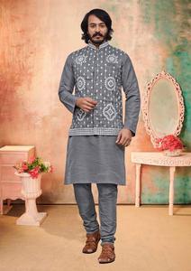 Nuevos diseños de ropa de seda india y pakistaní, pijama Koti Kurta con espejo para bodas y festivales - Product Image 3