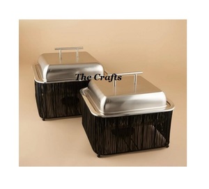 ถาดอุ่นอาหารทรงกลม สไตล์คลาสสิก ทำจากเหล็กสแตนเลส สีเงินดำ ขนาดปรับแต่งได้ สำหรับจัดบุฟเฟ่ต์ - Product Image 1