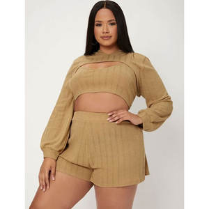 Conjunto de Shorts Casuales para Mujer, Estilo Vintage, Sudadera Corta y Shorts, Conjunto de Dos Piezas Casual al por Mayor - Product Image 4