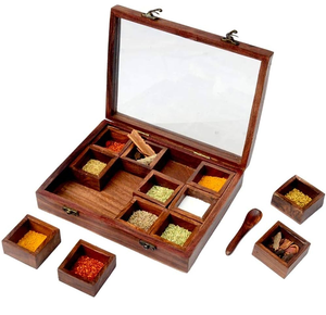 Boîte à épices rectangulaire en bois écologique avec couvercle en verre, couleur personnalisée, marque TIMELESS CRAFT, design élégant, accessoires cadeaux haut de gamme - Product Image 4