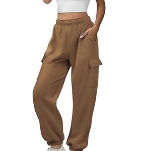 กางเกงวอร์มเอวสูงมีกระเป๋าสำหรับผู้หญิงกางเกงขายาวสำหรับฤดูหนาว2025ออกแบบโลโก้ได้ตามต้องการ - Product Image 1