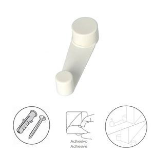 Fermaporta con fermacorda, bianco. Installazione con viti o adesivo - Product Image 3