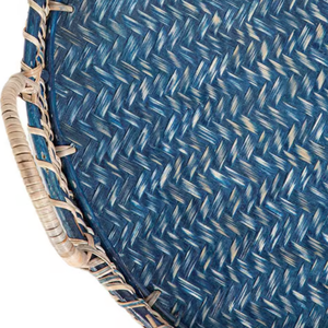 Handwicker Natural Round Rattan Serving <b>Tray</b> with Handles High Quality Serving <b>Tray</b> Made by Vietnamese Factory - Product Image 3