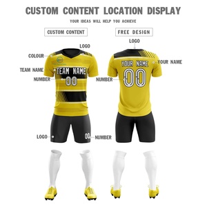 Uniforme de Fútbol Personalizado al por Mayor, de Secado Rápido, Económico, Amarillo y Negro, Conjunto Completo, Ropa de Fútbol, Precio Económico, OEM - Product Image 6