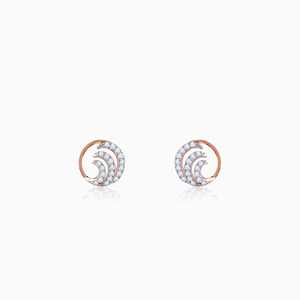 Boucles d'oreilles en or rose avec diamants et houle scintillante - Product Image 1