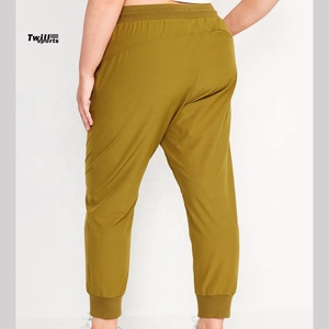Nouveauté pantalons épais d'hiver pour femmes pantalons leggings en toile de couleur unie pantalons de survêtement empilés à l'avant plat - Product Image 2