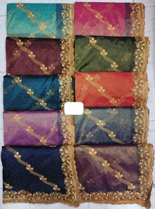 ส่าหรีผ้าชีฟองออร์แกนซ่าปักลายสวยงามพร้อมขอบหอยพัดตกแต่งแบบพรีเมี่ยม - Product Image 5