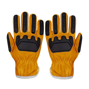 Guantes térmicos de conductor de cuero de cabra amarillo con TPR y Palma de gel de cuero y para forro resistente a Cortes, informal liso para exteriores - Product Image 5