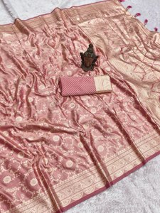 Sari Banarasi en fausse fourrure douce et pure, spécial pour les fêtes de mariage, avec pièce de tissu pour chemisier à coudre, couleur personnalisée, prix de gros, indien - Product Image 3