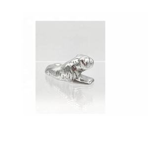 Sculpture de cercle abstraite argentée moderne Sculpture décorative en aluminium Sculpture de décor de vitrine en métal argenté et aluminium brut - Product Image 3