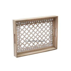 Juego de madera de primera calidad de diseño de aspecto elegante de 2 bandejas de mesa de centro de mesa con forma rectangular a un precio impresionante - Product Image 3