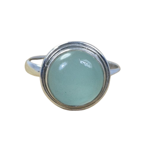 แหวนพลอยคาลซิโดนีทรงกลมทำจากเงินสเตอลิง925พลอยคาลซิโดนีเดือนมีนาคมพลอยแฮนด์เมดเครื่องประดับของขวัญสำหรับคริสต์มาส - Product Image 1