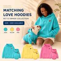 Vêtements confortables en coton pour petits chiens Teddy Bichon Frise, assortis parent-animal, brodés de cœurs, pour l'union humain-animal