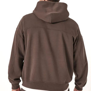 Poids lourd surdimensionné Boxy Fit grande taille Vintage Street Wear coton polaire Logo personnalisé sweat hommes sweats à capuche - Product Image 3