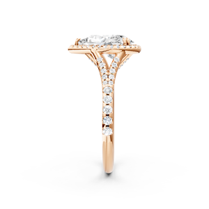 แหวนหมั้นเพชรโมอิสซาไนต์ทรงลูกแพร์หรูหรา ประดับเพชรรอบวง ทองคำขาว 18K สำหรับผู้หญิง - Product Image 2