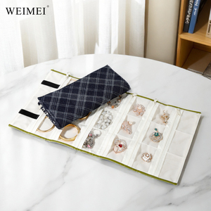 Sac de rangement pour bijoux WEIMEI, en tissu, portable, avec fermeture éclair, pour voyage, bague, collier, bracelet, pochette à bijoux - Product Image 1