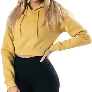 Haut court à capuche pour femme, nouvelle mode d'hiver, couleur unie, tricoté, écologique, coupe-vent, streetwear - Product Image 3