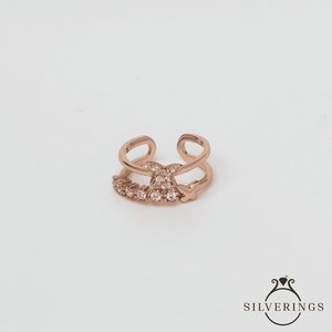 Silverings Anillo de Plata de Ley 925 con Mariposas Geométricas Delicadas y Circonitas, Corte Marquesa, Joyería de Platino para Uso Diario - Product Image 6