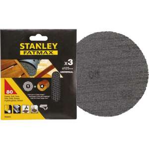 Disques de ponçage Stanley 125 mm Multipack, feuilles de ponçage excentriques à fixation Velcro - Product Image 1