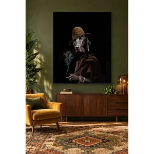 Impression sur toile Fida Cowboy Hat Smoking Dog - Product Image 5
