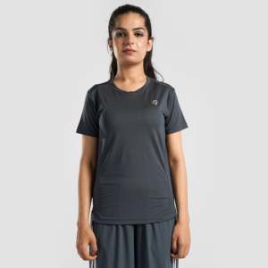 T-shirt vintage pour femme, gris foncé, jersey respirant, coupe ajustée, crop top, tailles XS et XXS - Product Image 2