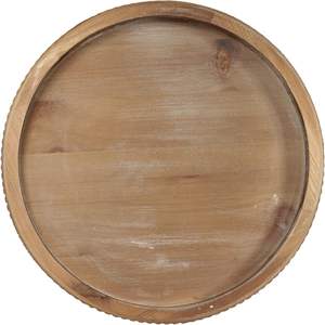 Plateau rond en bois de 2 '', plateau décoratif rond en bois blanchi à la chaux, plateau décoratif rustique de ferme, parfait pour le rangement - Product Image 5