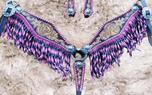 Ensemble de clous équestres en cuir de luxe de qualité supérieure pour l'équitation occidentale et de trait complet-Conception durable-Headstall et collier de poitrine - Product Image 2