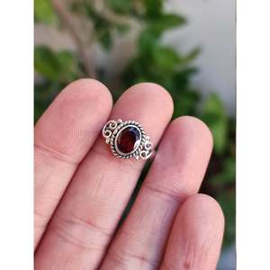 Handmade Sterling <b>Silver</b> Women's <b>Ring</b> with Genuine <b>Garnet</b> Fine Quality Inlay Gemstone Jewelry Gifts for Her - Product Image 5