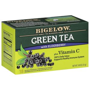 Bigelow Tea Green Tea with Elderberry Plus Vitamin C, Caffeinated Tea with Elderberry, 18 Count Box (Pack of 6), 108 Tea Bags - Product Image 1