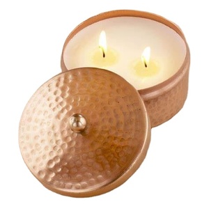 Design indien Qualité supérieure Pot à bougie en or rose martelé Couvercle votif en fer Style classique pour la décoration intérieure Tables à manger Mariages - Product Image 1