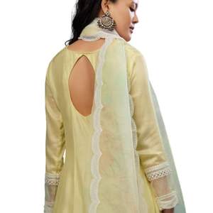 ชุดสูทพาลาซโซสีเหลืองลายดอกแดฟโฟดิลผ้าไหมวิสคอสเสื้อผ้าพื้นเมืองสำหรับผู้หญิงเครื่องแต่งกายตามเทศกาลออกแบบได้ตามต้องการ - Product Image 5