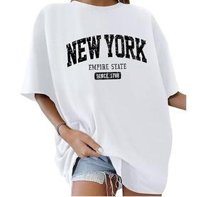 Camiseta de Lona Informal Regular para Mujer, de Algodón OEM, Transpirable, Estilo Urbano, Personalizable, Ecológica, con Impresión Digital, Tinte Liso, Secado Rápido - Product Image 3