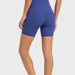 Pantalones cortos de motorista de cintura alta para mujer con logotipo personalizado, pantalones cortos de punto de LICRA de compresión para entrenamiento, gimnasio, yoga, correr - Product Image 4