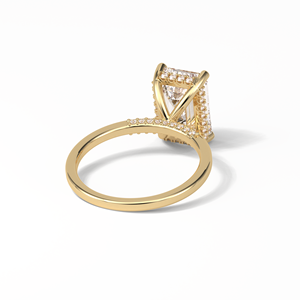 Anillo de Compromiso y Matrimonio de Oro Blanco de 14K con Moissanita Incolora de Corte Esmeralda de 3.10 Ct en Forma de Corazón con Engaste Pavé - Product Image 2